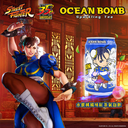 Bebida Ocean Bomb Street Fighter sabor Te de Durazno